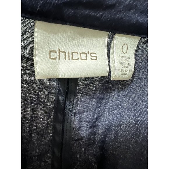Chicos Size XS / 0 Open Front Blue Jacket Lace Lace Waterfall Roll Tab S… - Picture 5 of 8